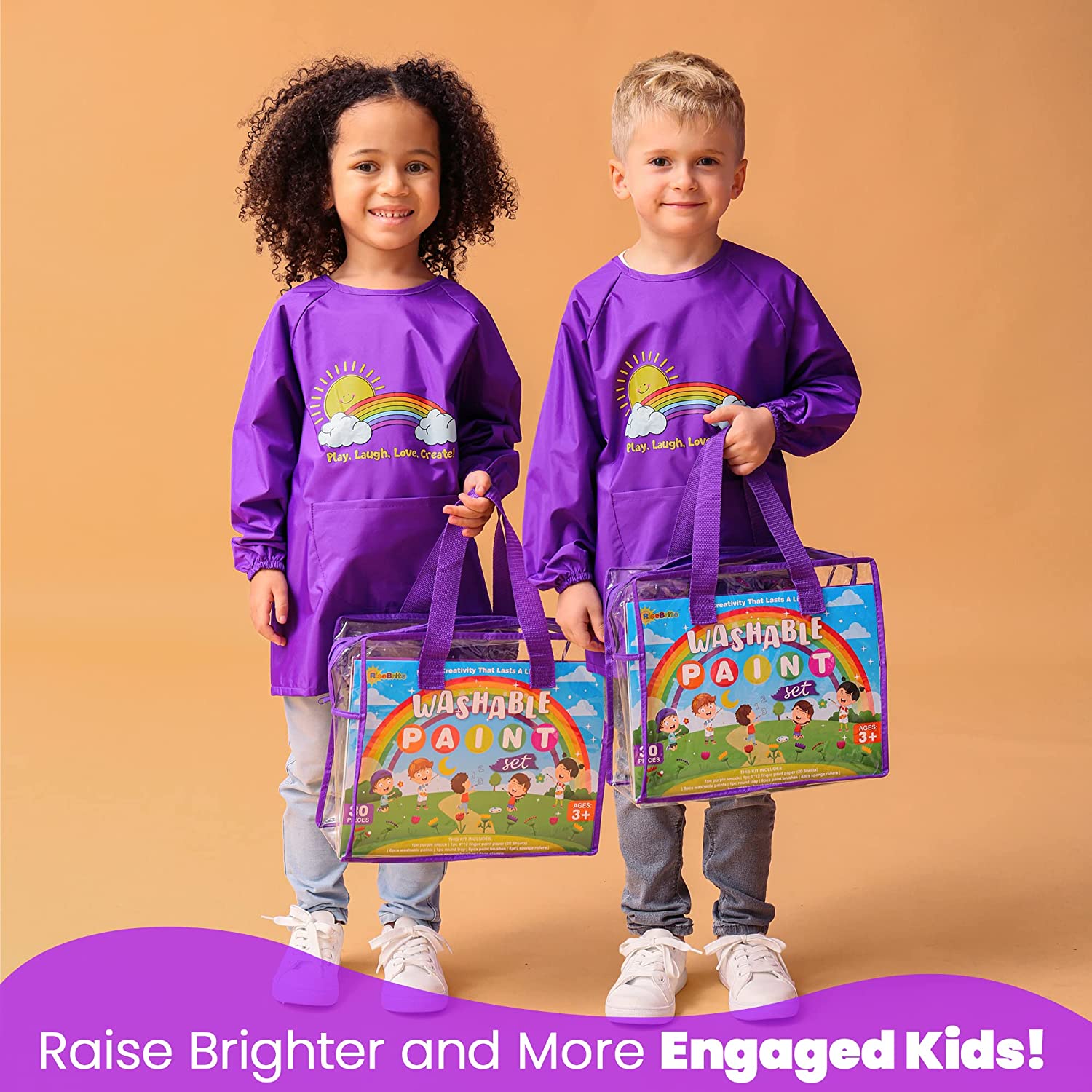 Washable Finger Painting Set with Apron for Toddlers and Kids - RiseBrite